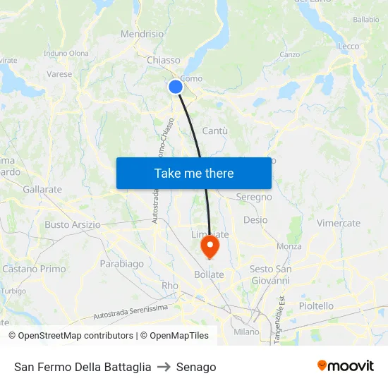 San Fermo Della Battaglia to Senago map