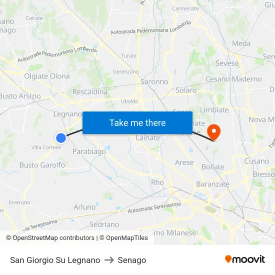 San Giorgio Su Legnano to Senago map