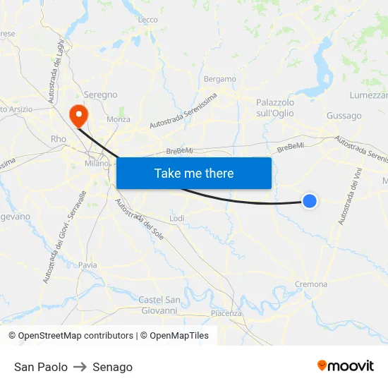 San Paolo to Senago map