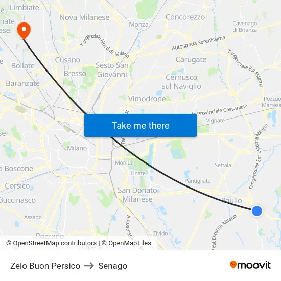 Zelo Buon Persico to Senago map