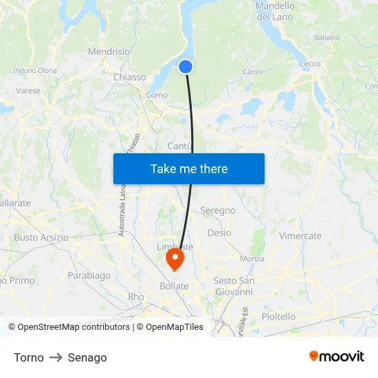 Torno to Senago map