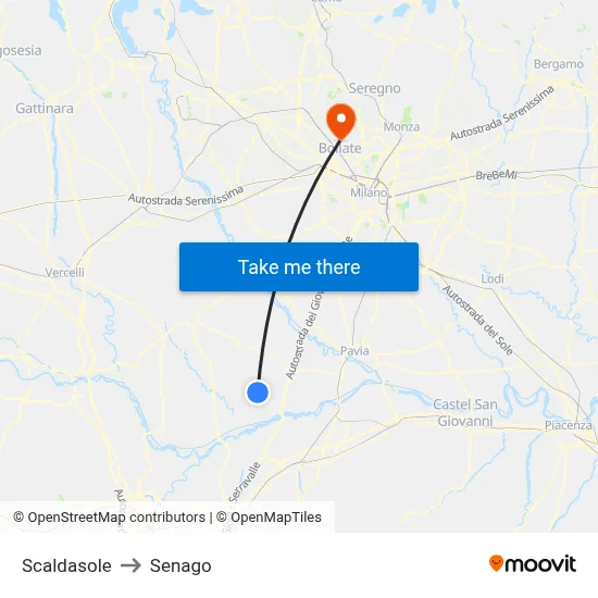 Scaldasole to Senago map