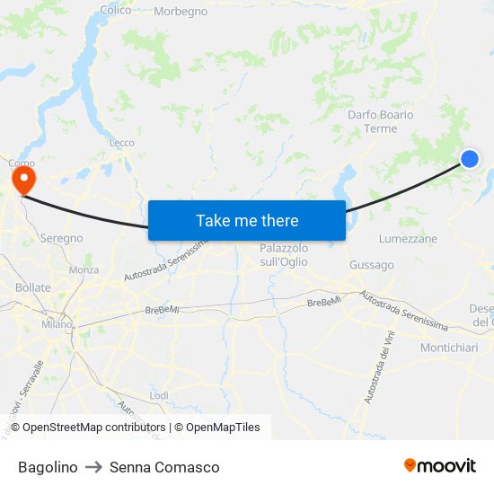 Bagolino to Senna Comasco map