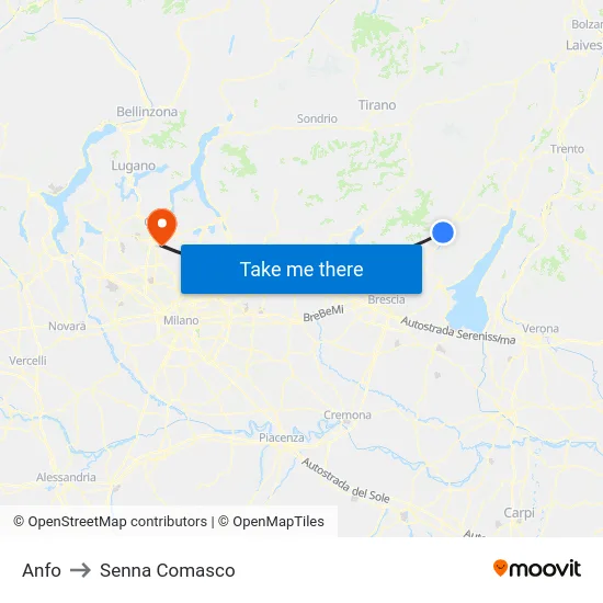 Anfo to Senna Comasco map