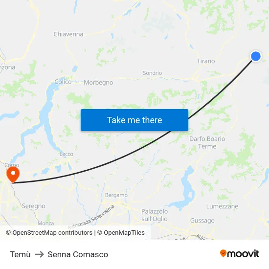 Temù to Senna Comasco map