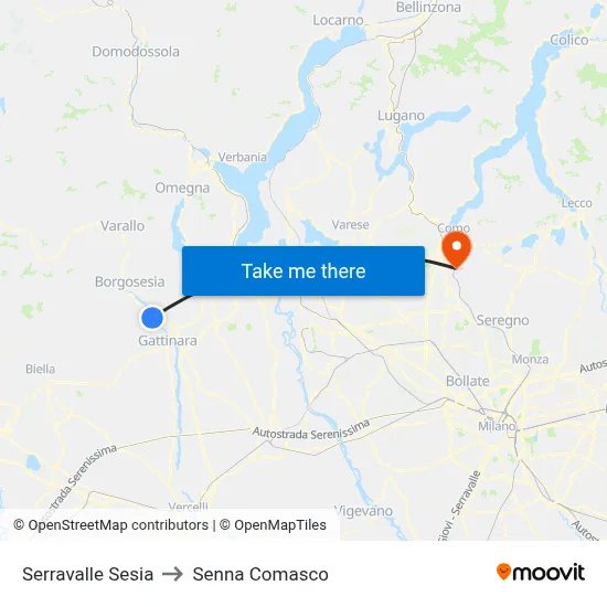 Serravalle Sesia to Senna Comasco map