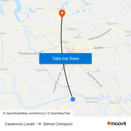 Casanova Lonati to Senna Comasco map