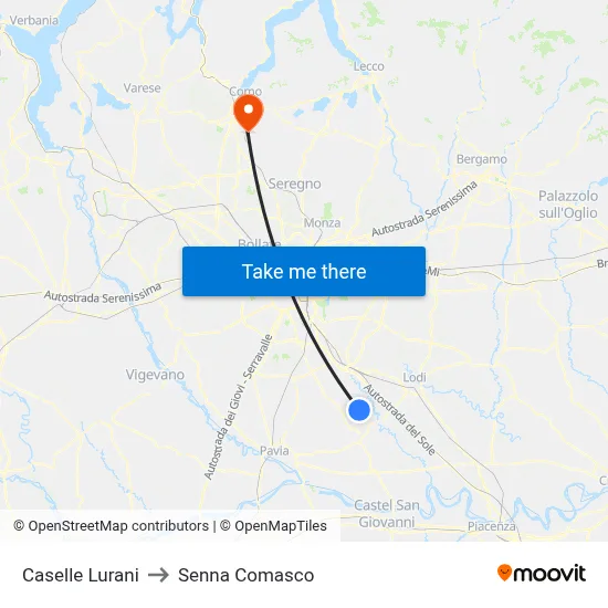 Caselle Lurani to Senna Comasco map