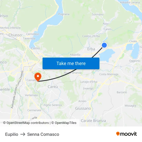 Eupilio to Senna Comasco map