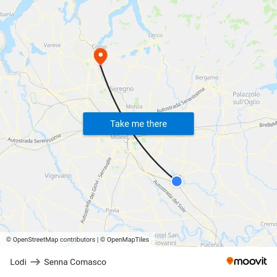 Lodi to Senna Comasco map