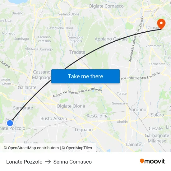 Lonate Pozzolo to Senna Comasco map