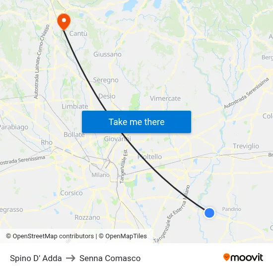 Spino D' Adda to Senna Comasco map
