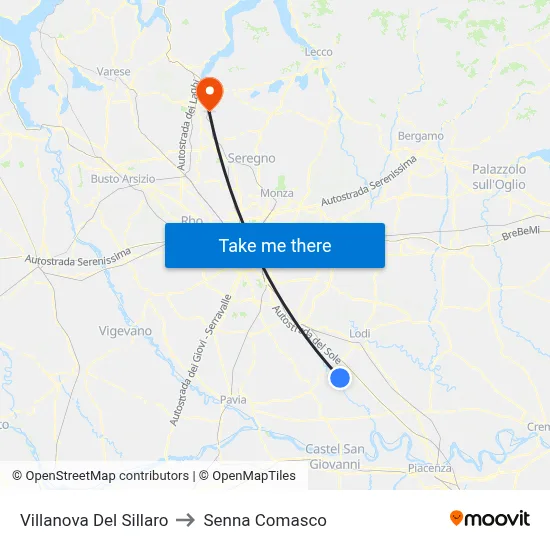 Villanova Del Sillaro to Senna Comasco map
