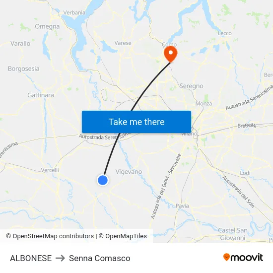 ALBONESE to Senna Comasco map