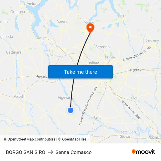 Borgo San Siro to Senna Comasco map