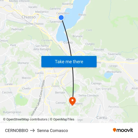 Cernobbio to Senna Comasco map