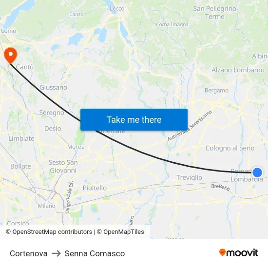 Cortenova to Senna Comasco map