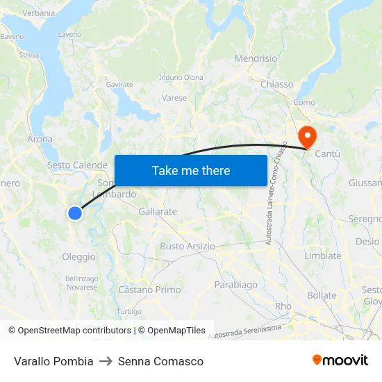 Varallo Pombia to Senna Comasco map