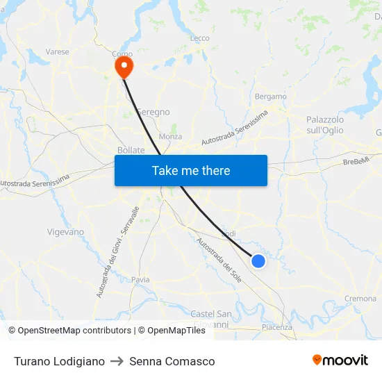 Turano Lodigiano to Senna Comasco map