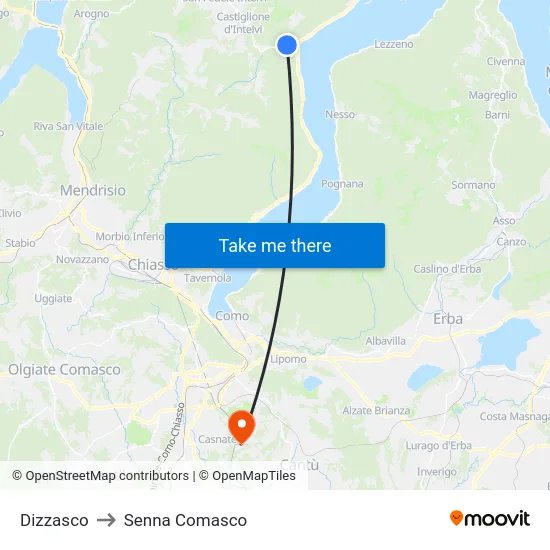 Dizzasco to Senna Comasco map