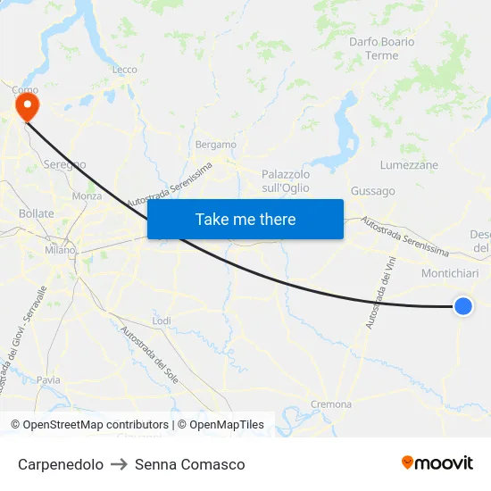 Carpenedolo to Senna Comasco map