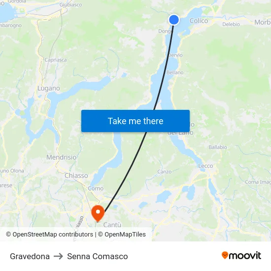 Gravedona to Senna Comasco map