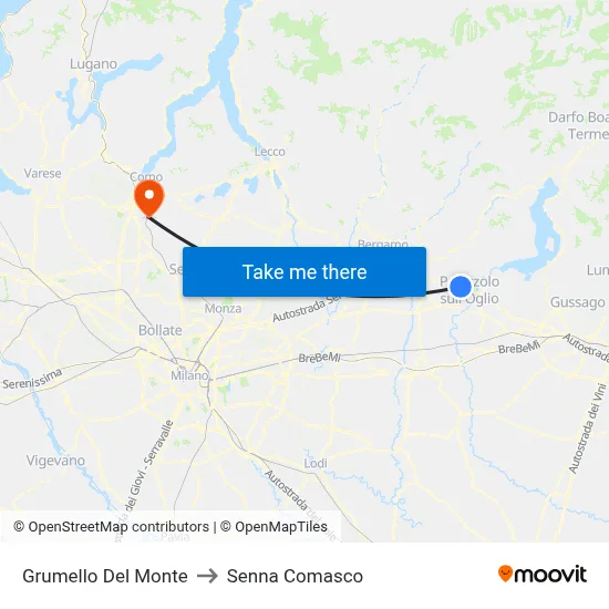 Grumello Del Monte to Senna Comasco map