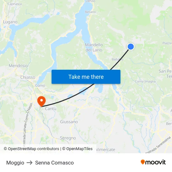 Moggio to Senna Comasco map