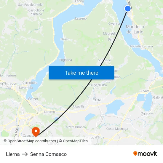 Lierna to Senna Comasco map