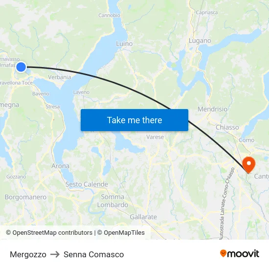 Mergozzo to Senna Comasco map
