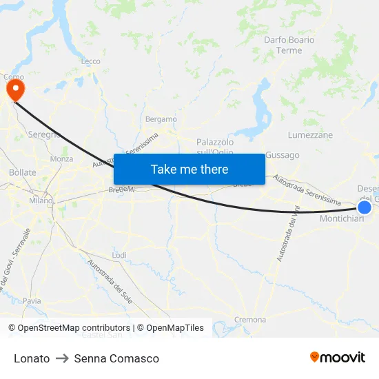 Lonato to Senna Comasco map