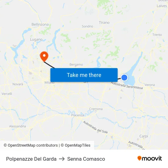 Polpenazze del Garda to Senna Comasco map