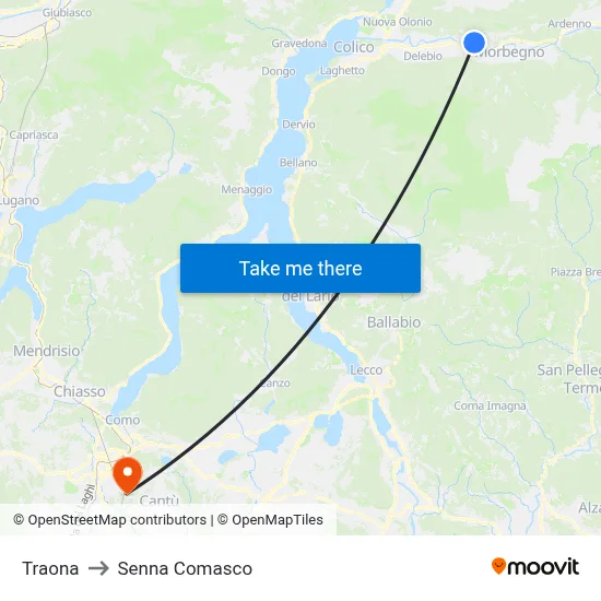 Traona to Senna Comasco map