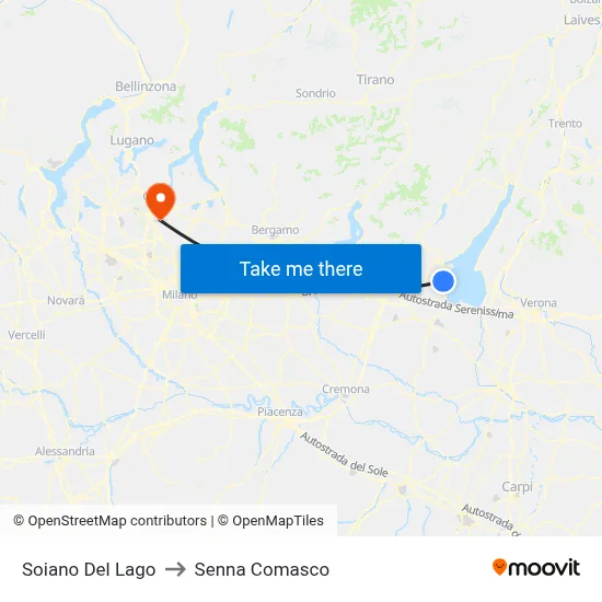 Soiano del Lago to Senna Comasco map