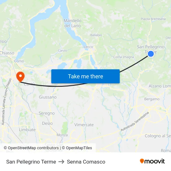 San Pellegrino Terme to Senna Comasco map
