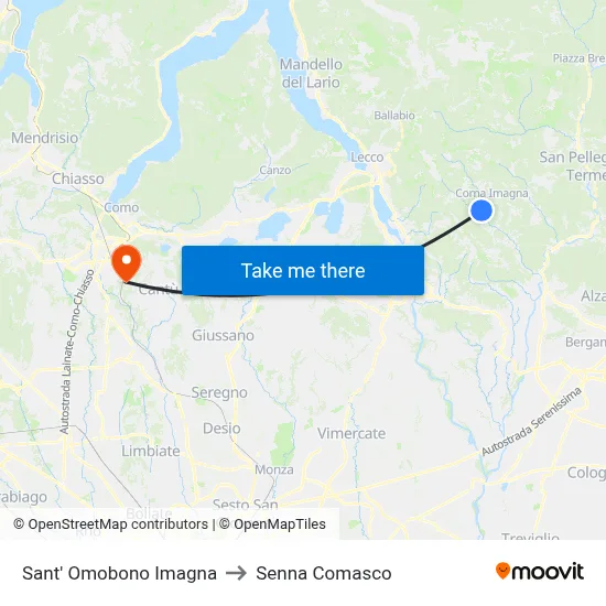 Sant' Omobono Imagna to Senna Comasco map