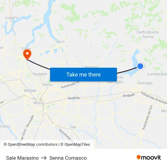 Sale Marasino to Senna Comasco map