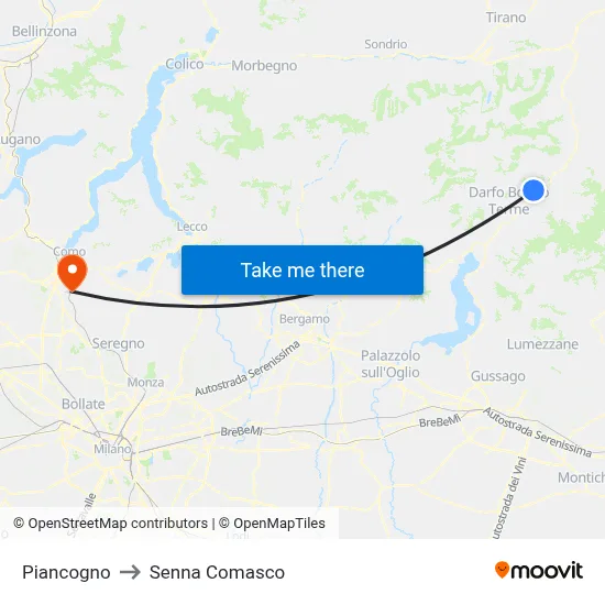 Piancogno to Senna Comasco map