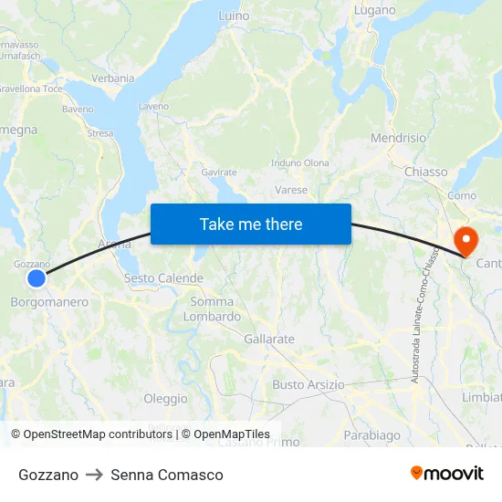 Gozzano to Senna Comasco map