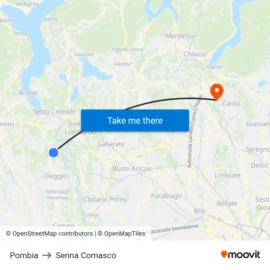Pombia to Senna Comasco map