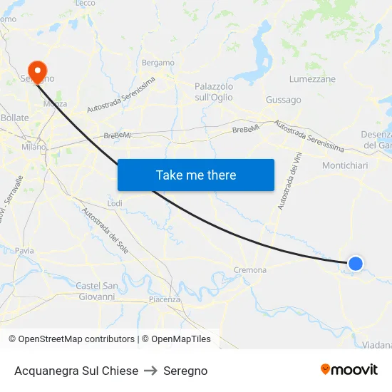 Acquanegra Sul Chiese to Seregno map