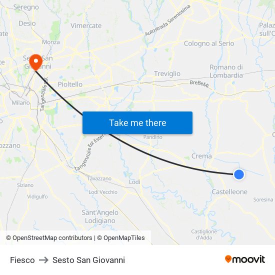 Fiesco to Sesto San Giovanni map