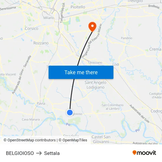 BELGIOIOSO to Settala map