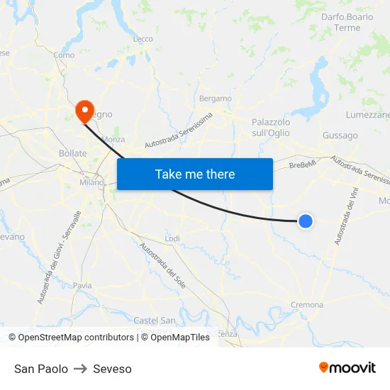 San Paolo to Seveso map