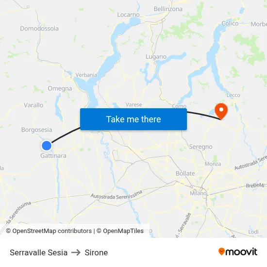 Serravalle Sesia to Sirone map