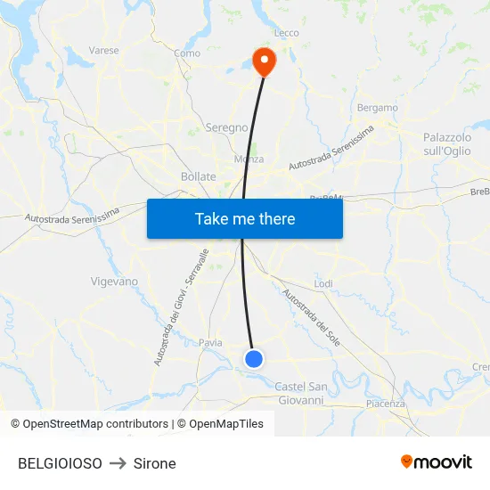 BELGIOIOSO to Sirone map