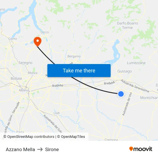 Azzano Mella to Sirone map