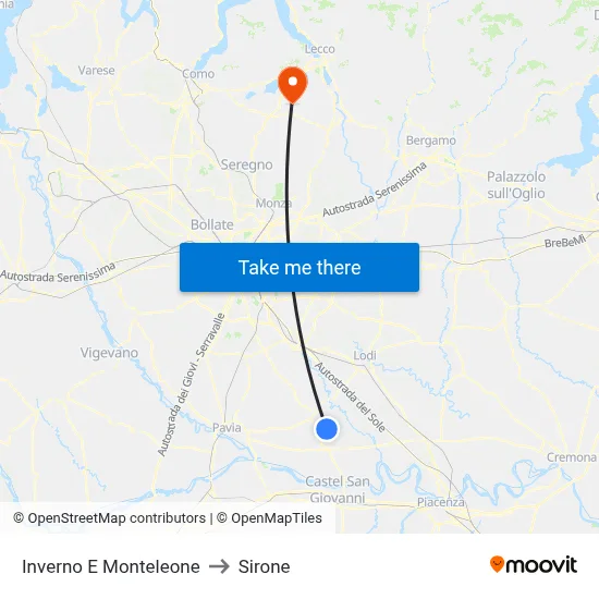 Inverno e Monteleone to Sirone map