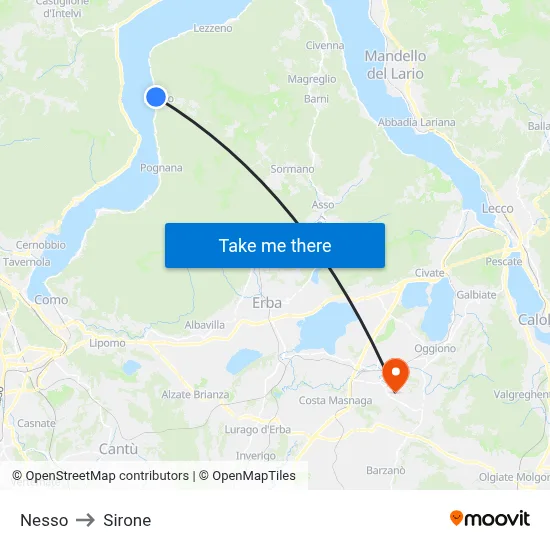 Nesso to Sirone map