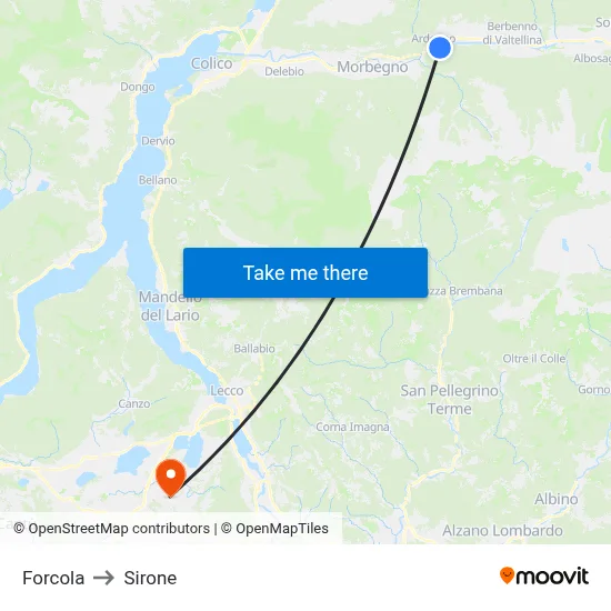 Forcola to Sirone map